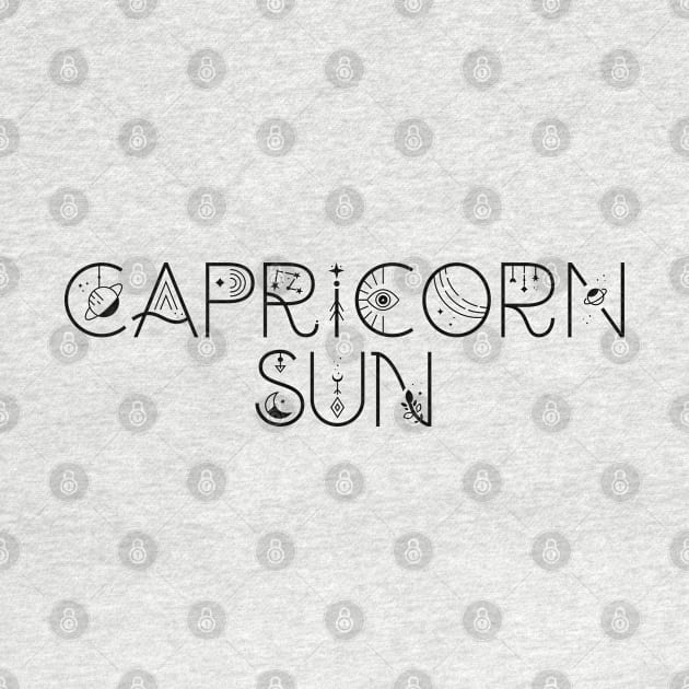 Capricorn sun sign celestial typography by lilacleopardco